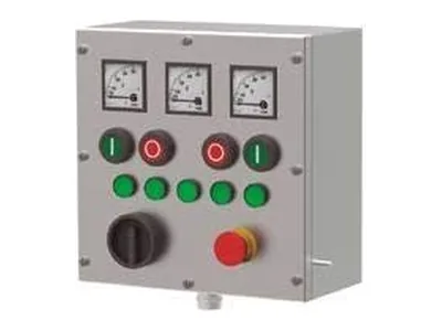 Ex power control box with meters, indicator lamps and switches